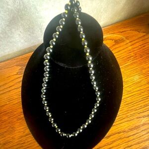 Faux Black Pearl And Gold Necklace